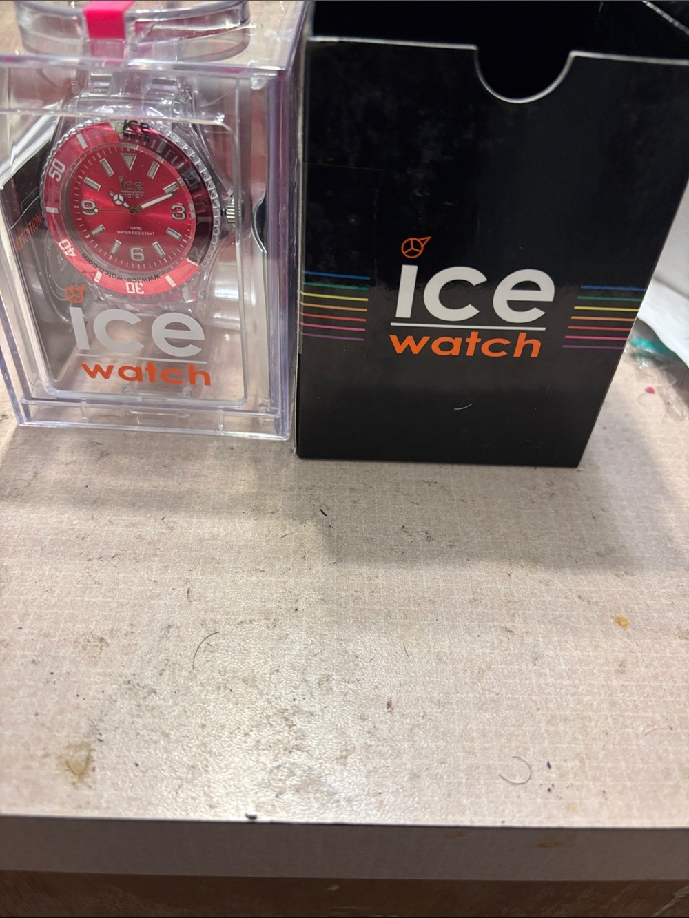 Ice Women's Pink Dial Silicone Strap Watch with Silver Accents